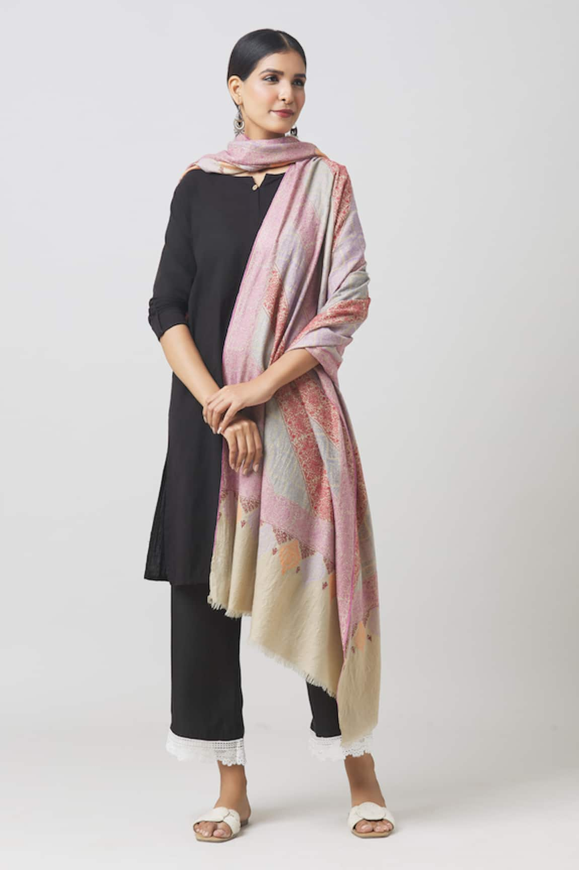 Toosh Kashmir Sozni Work Jamawar Pashmina Shawl