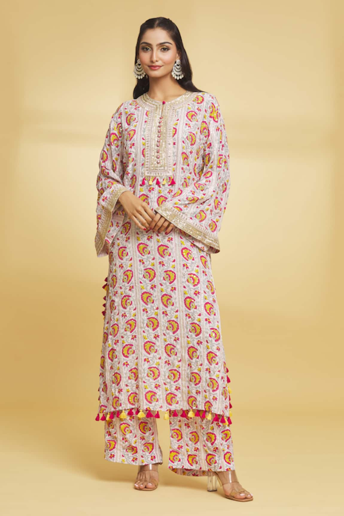 Maayera Jaipur Wildflower Bloom Print Kurta With Palazzo