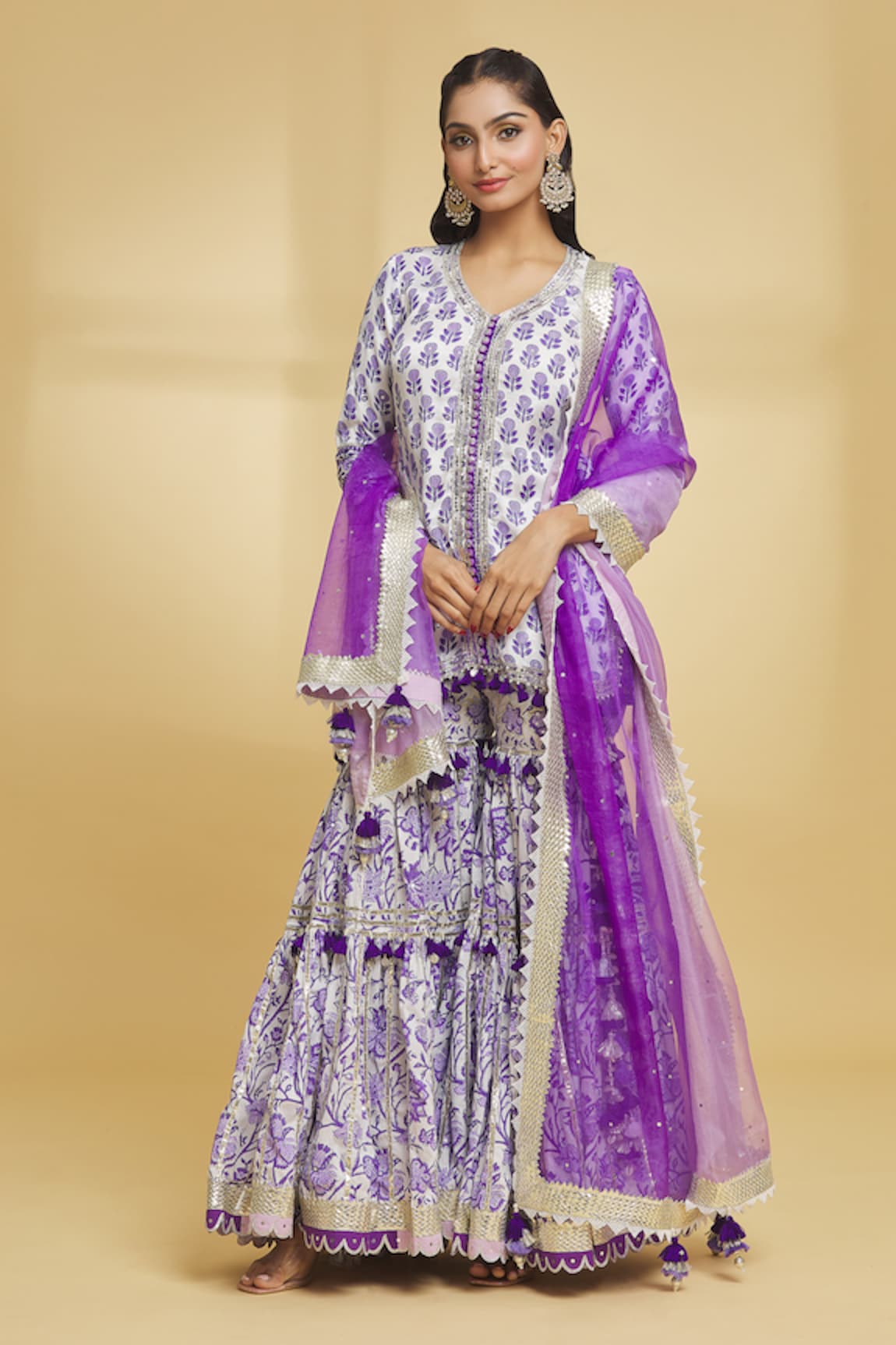 Maayera Jaipur Bud Bloom Print Kurti Gharara Set