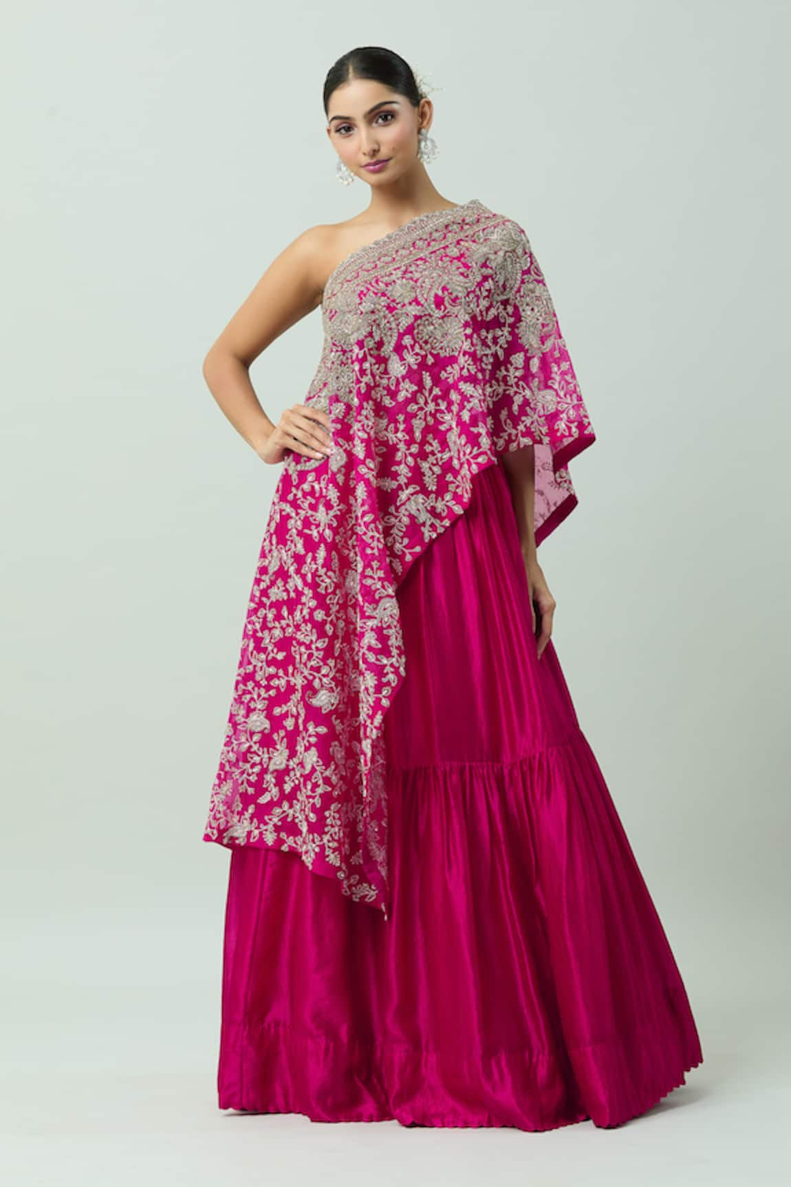 Mrunalini Rao Paisley Floral Embroidered Cape Skirt Set