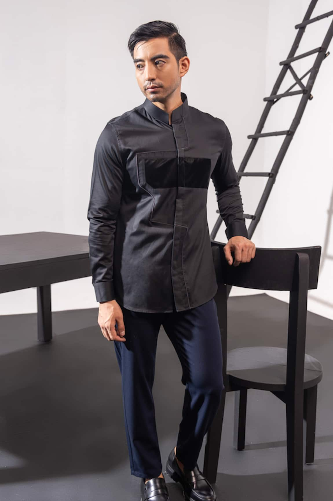 Seven Tech Noir Glossy Panel Applique Shirt