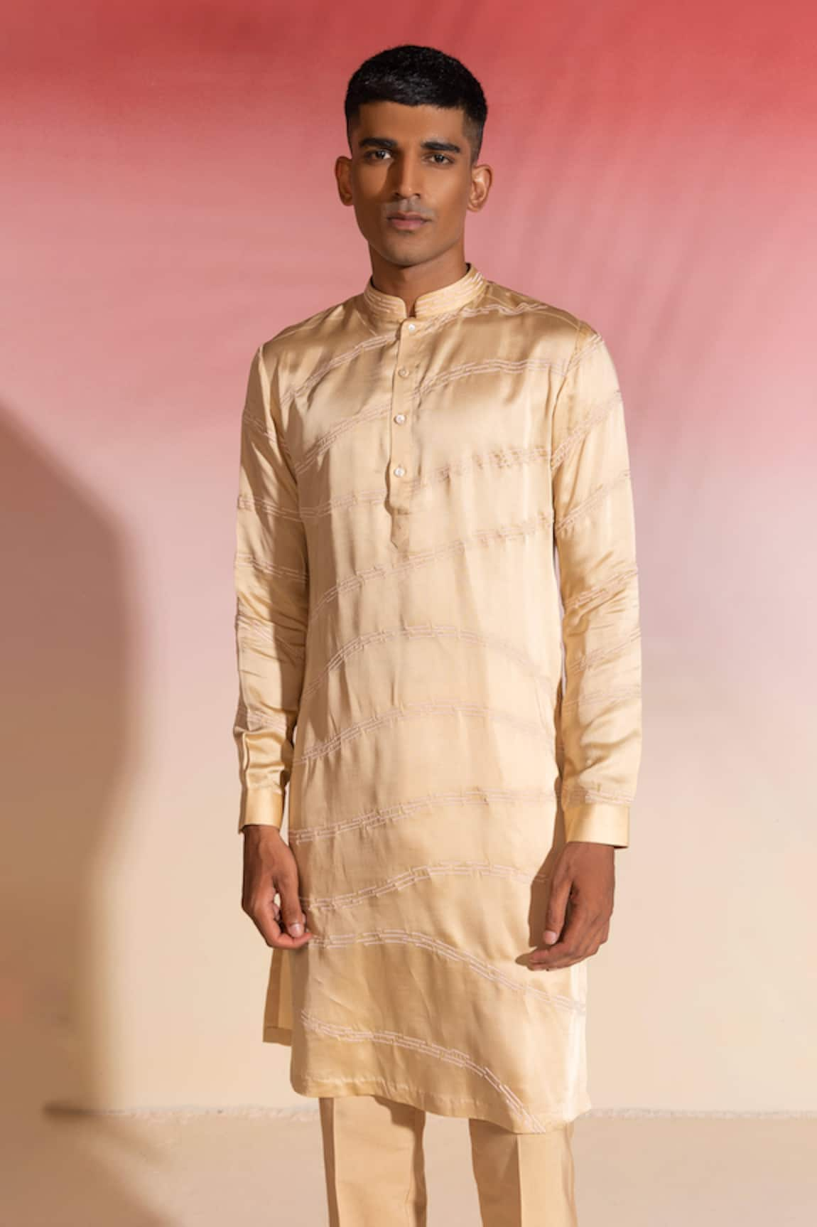 Seven Cafe Au Lait Cotton Thread Embroidered Kurta