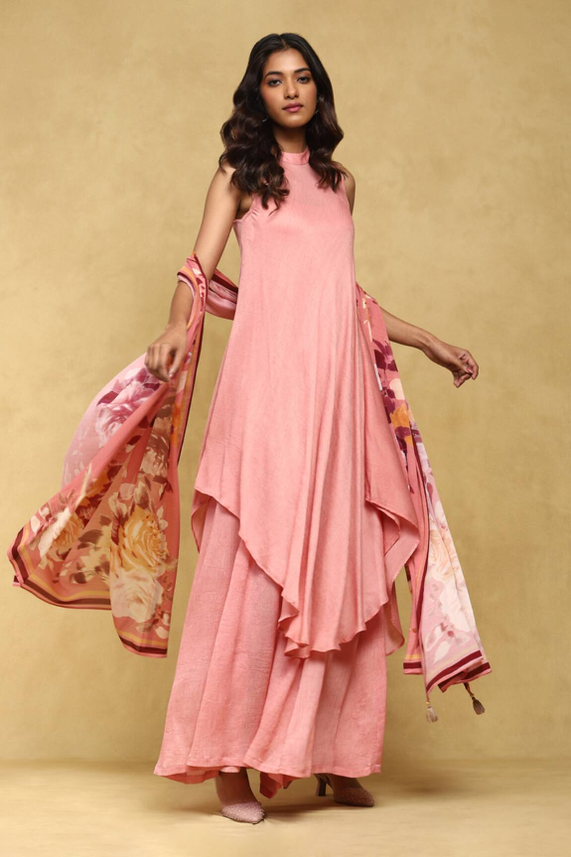 Ritu Kumar Pernia Flared Palazzo Set With Botanic Print Dupatta 