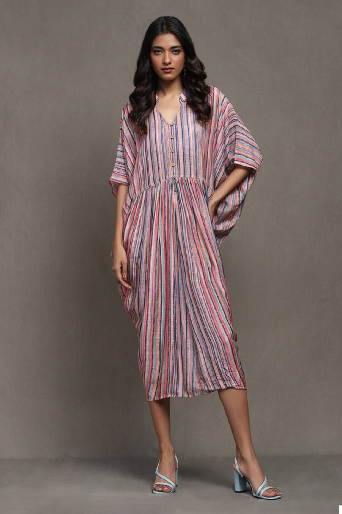 Ritu Kumar Coco Striped Print Kaftan Dress 