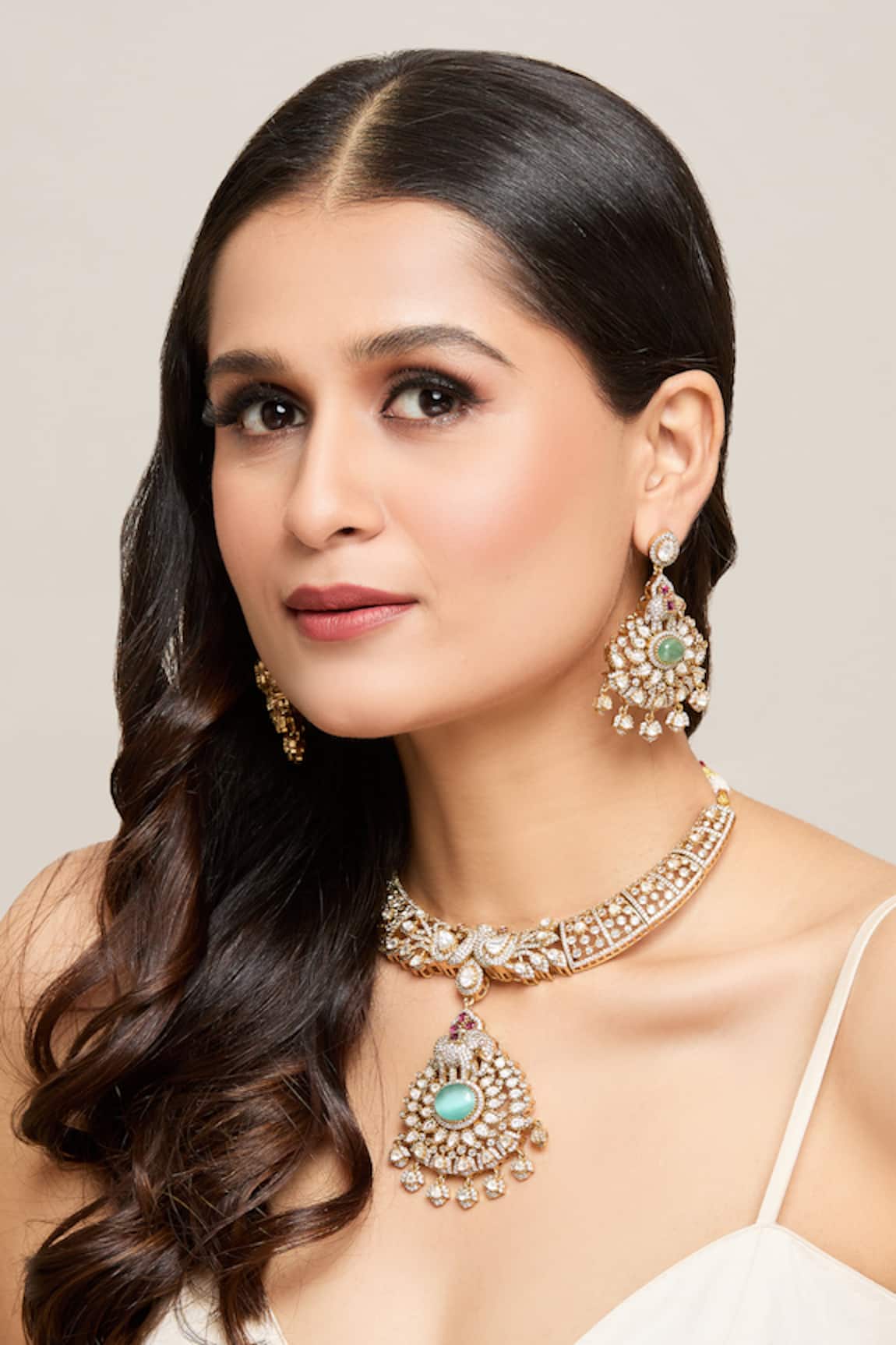 Moh-Maya By Disha Khatri Stone Embellished Pendant Necklace Set 
