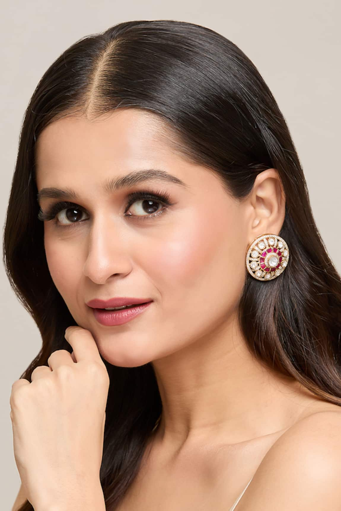 Moh-Maya by Disha Khatri Ruby Stone Embellished Studs