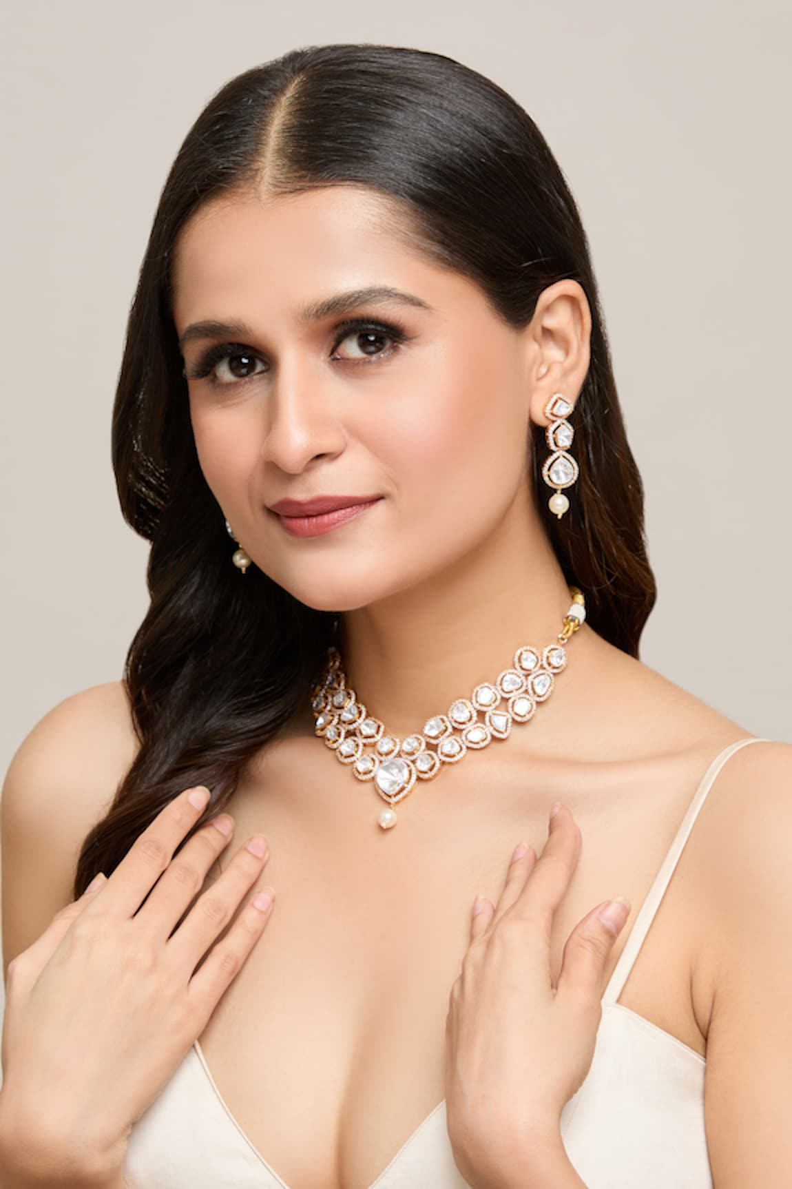 Moh-Maya by Disha Khatri Moissanite Embellished Necklace Set