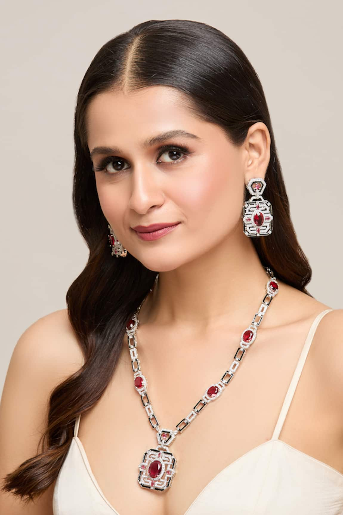 Moh-Maya by Disha Khatri Stone Embellished Pendant Necklace Set