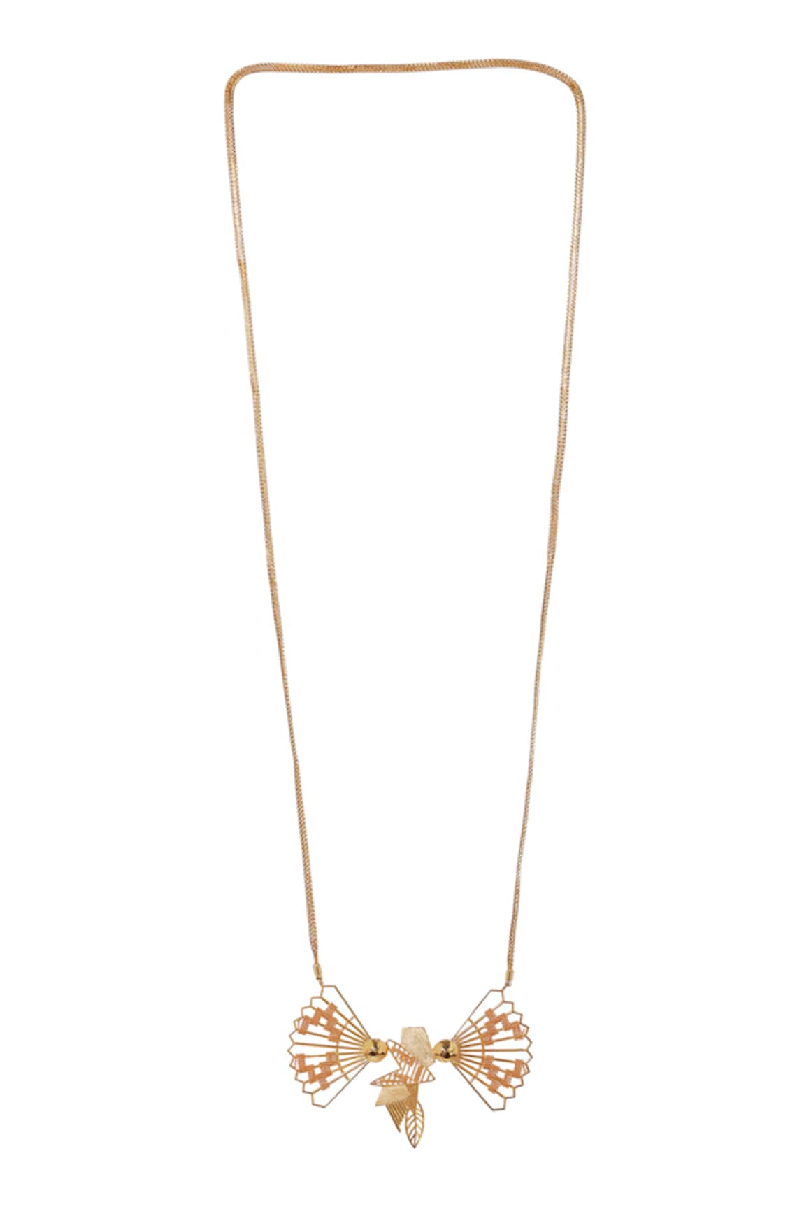 Itrana Sash Geometric Carved Pendant Necklace