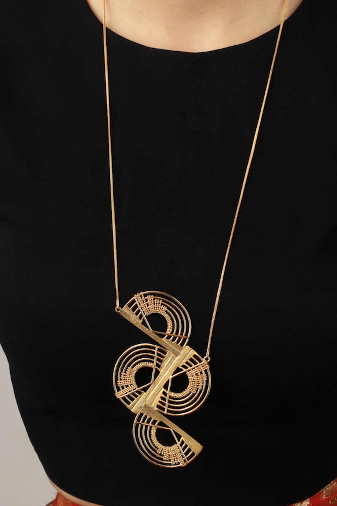 ITRANA Spiral Crescent Long Pendant Necklace