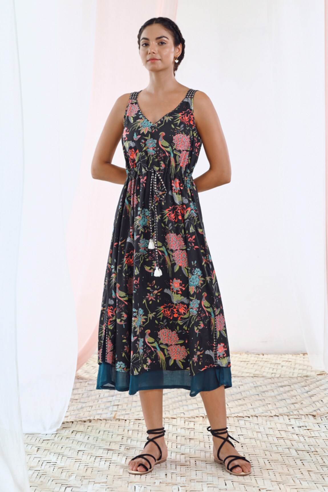 MoonTara Floral Pattern Cotton Slip Dress