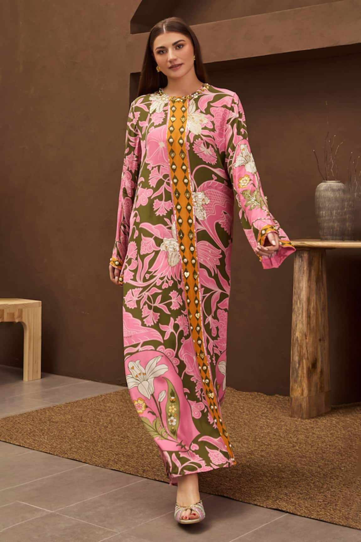 Papa Don't Preach Pret Wabi Sabi Floral Vine Print Kaftan