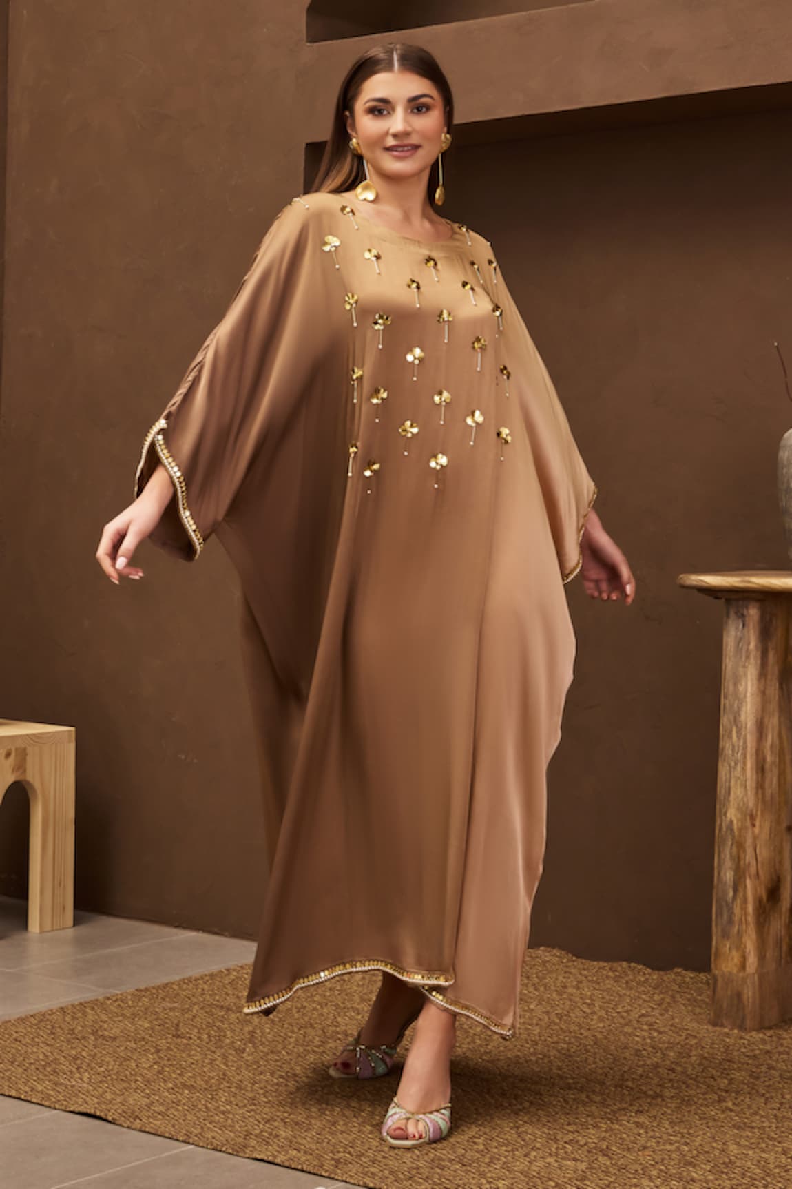 Papa Don't Preach Pret Sequin Bloom Petal Embellished Kaftan