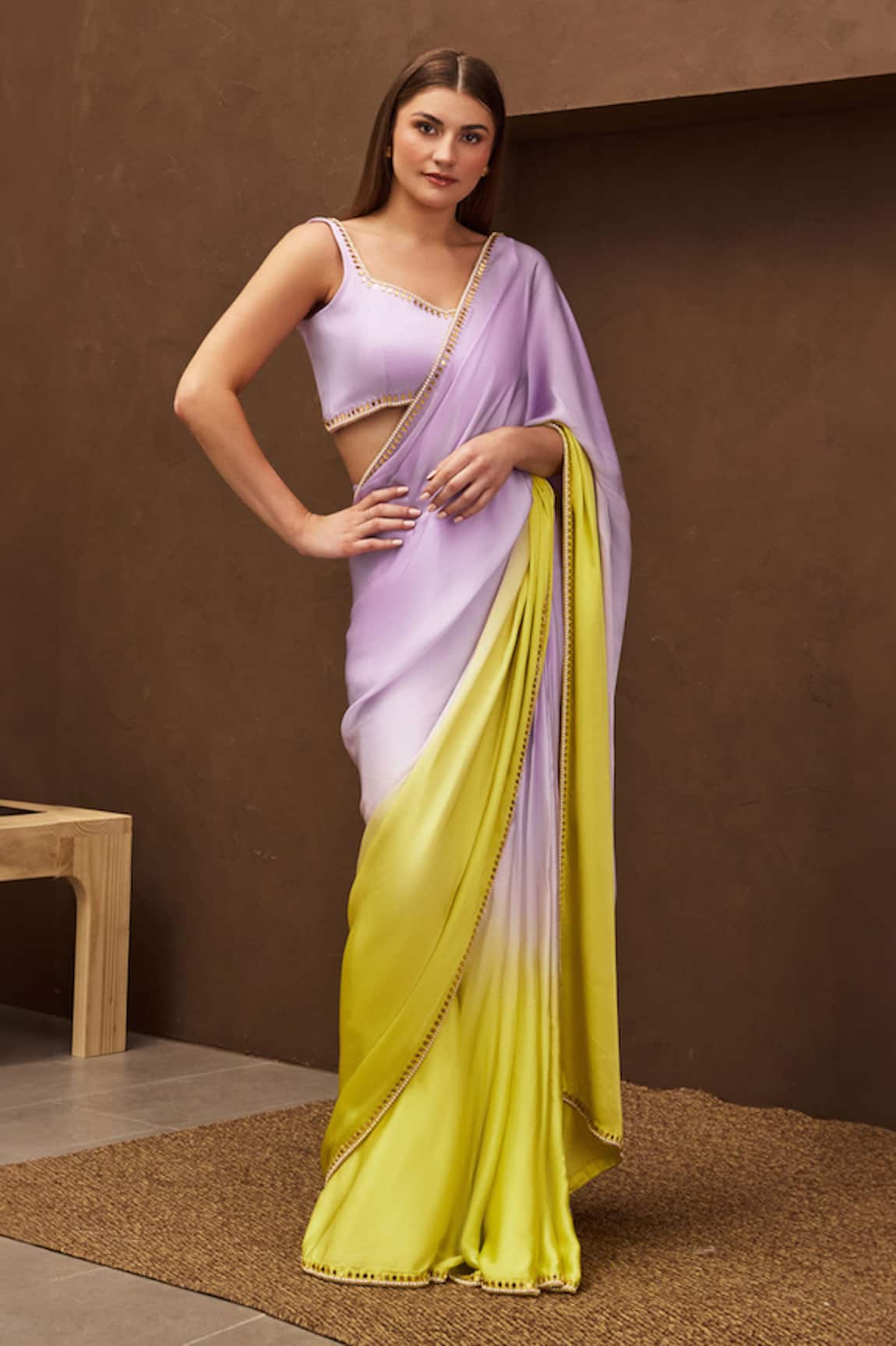 Papa Don't Preach Pret Limelight Ombre Pre-Stitched Saree With Blouse