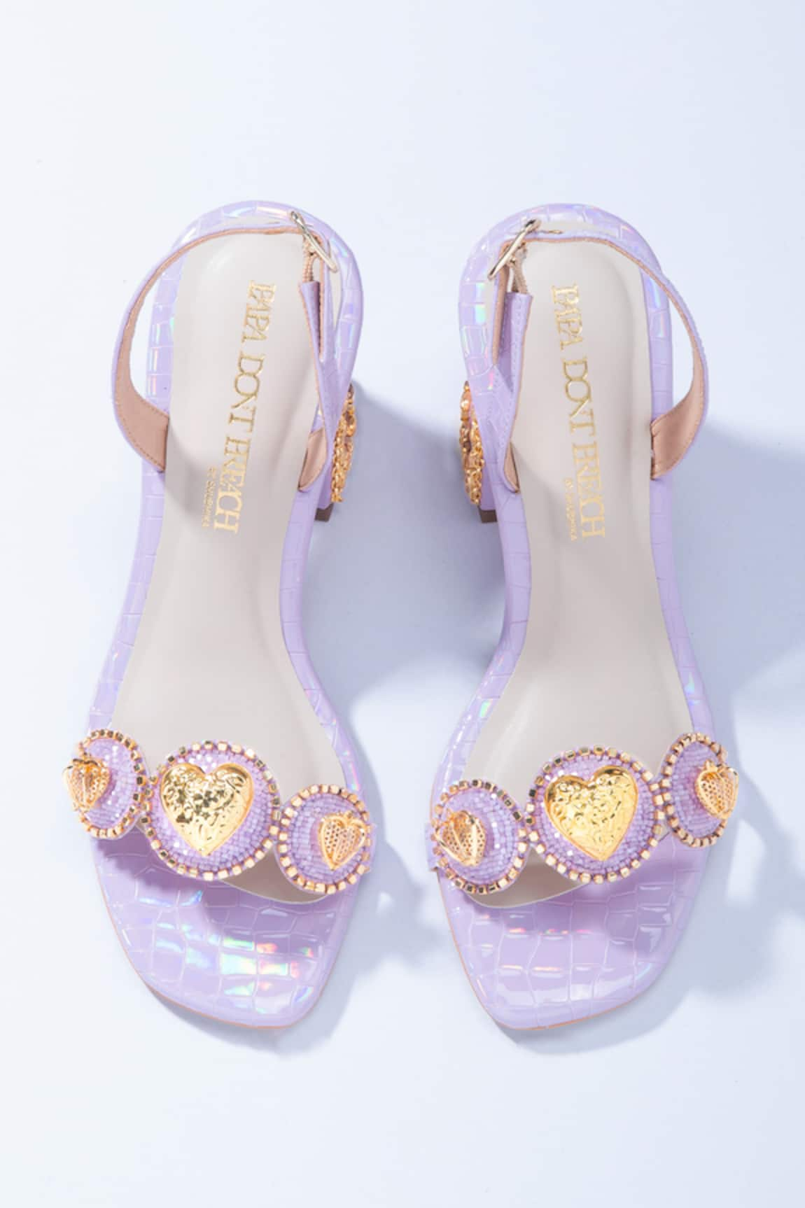 Papa Don't Preach Accessories Le Macaron Bead Embellished Block Heels