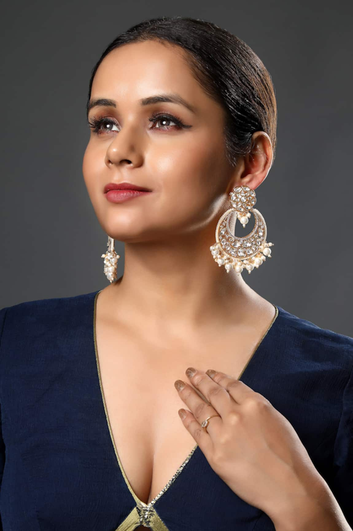 Hrisha Jewels Embellished Chandbali Earrings