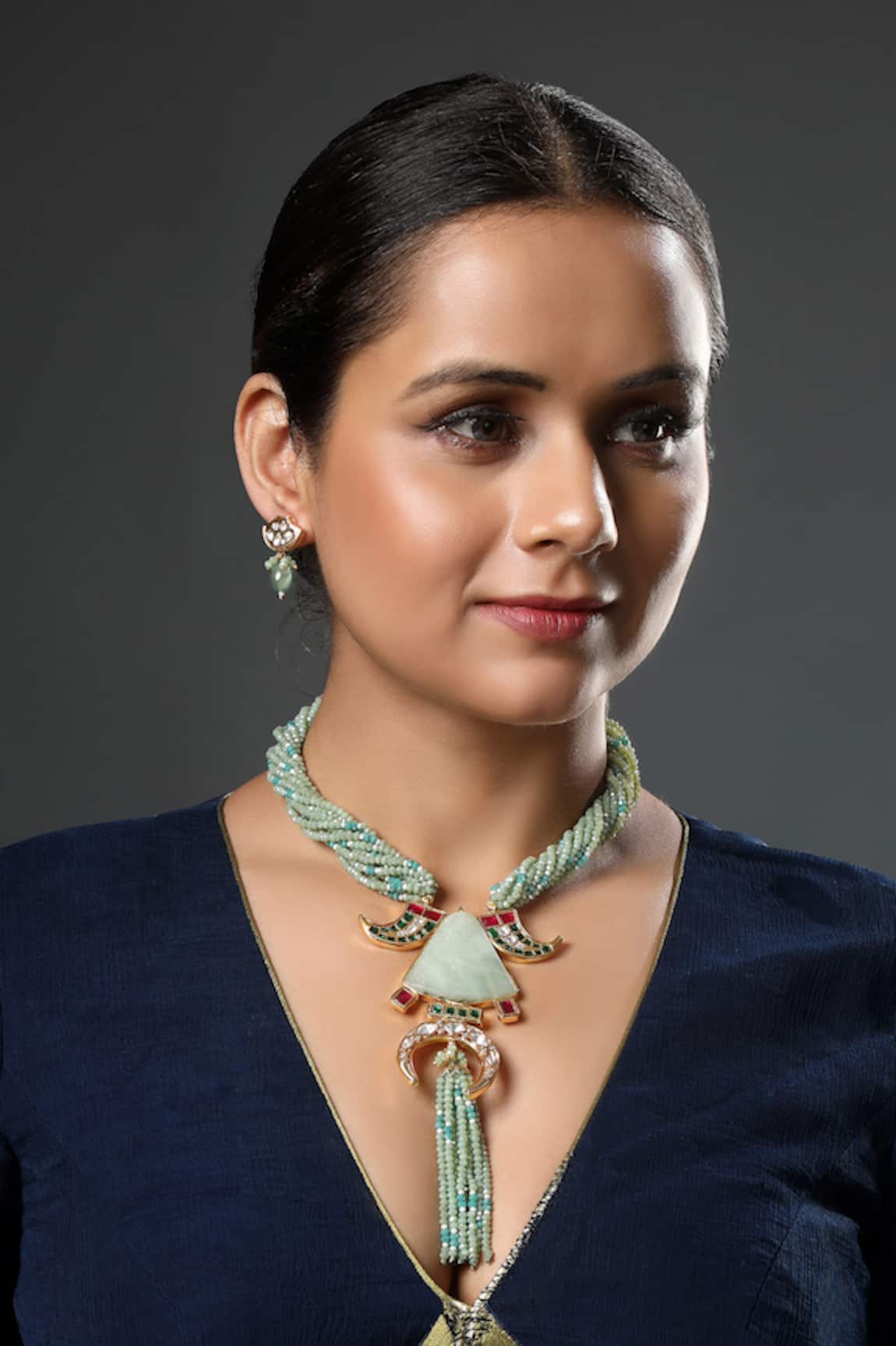 Hrisha Jewels Italian Crystal Embellished Choker Necklace Set