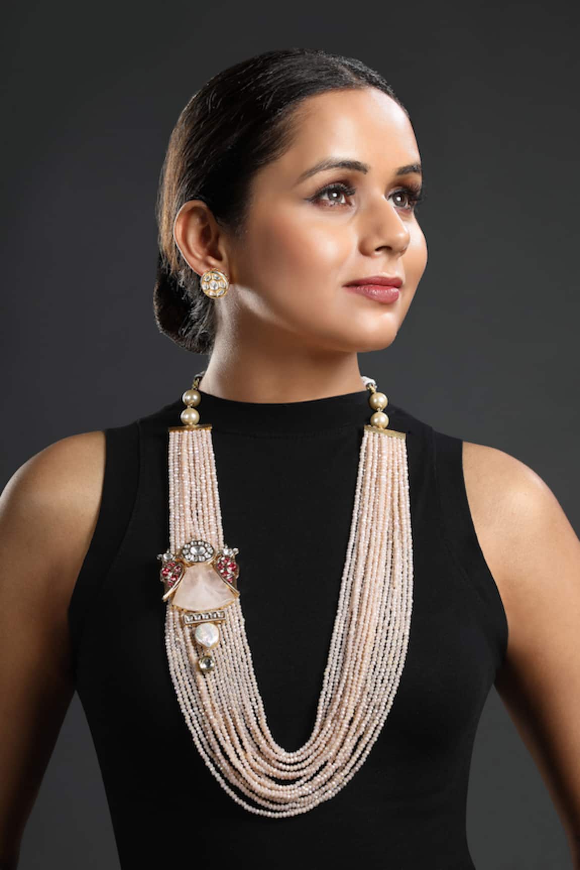 Hrisha Jewels Kundan Polki Embellished Long Necklace Set