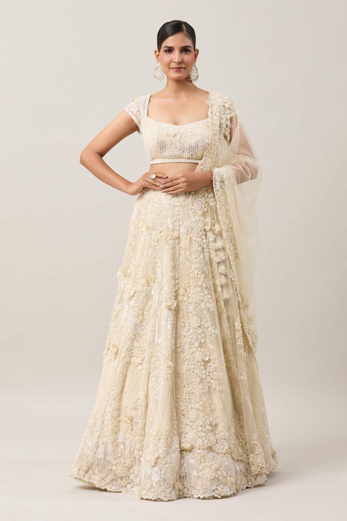 Anushree Reddy Baarish Pearl Meadow Embroidered Bridal Lehenga Set