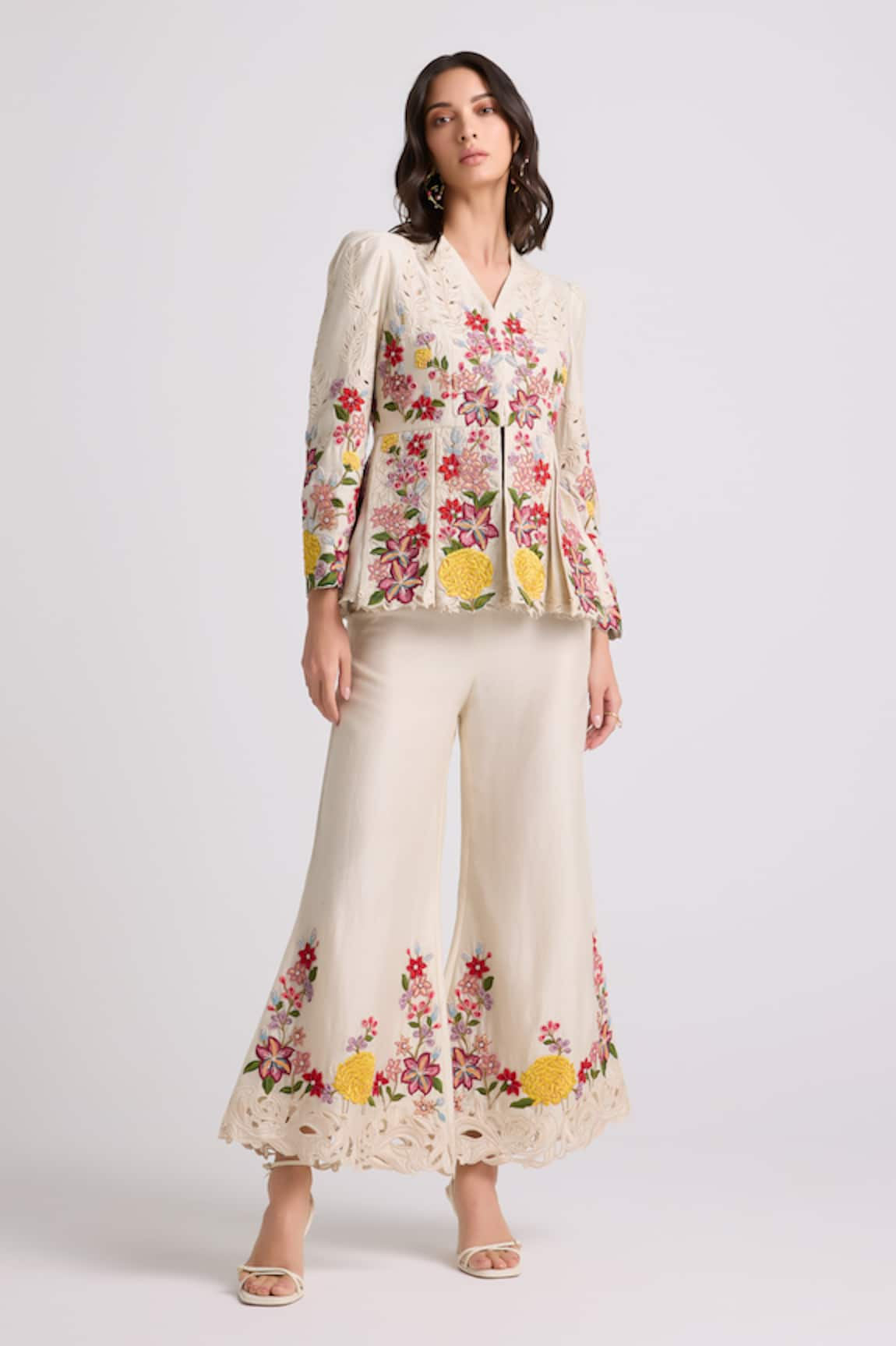 Chandrima Floral Thread work Bell Bottom Pant