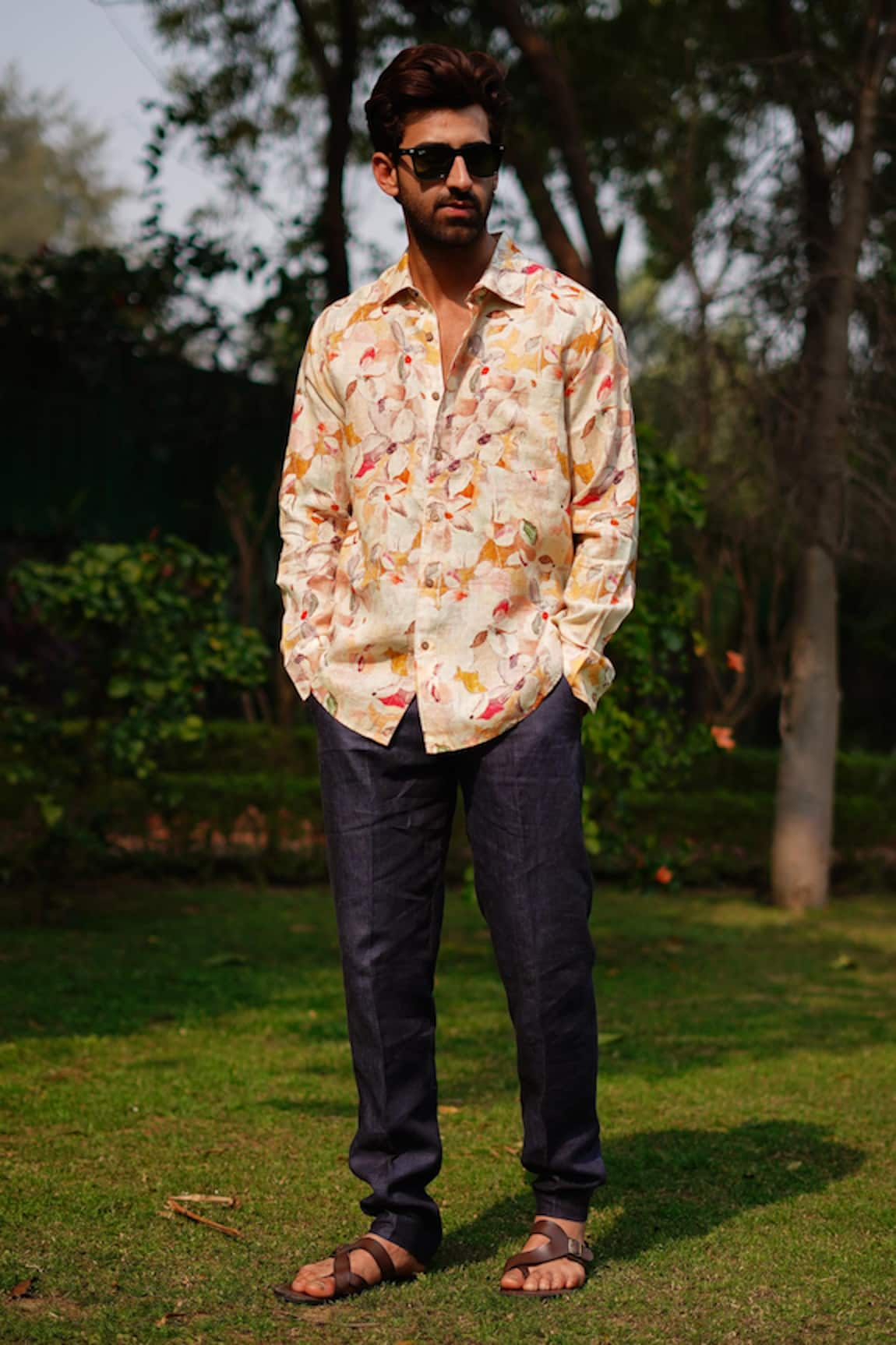 Linen Bloom Wall Flower Print Shirt