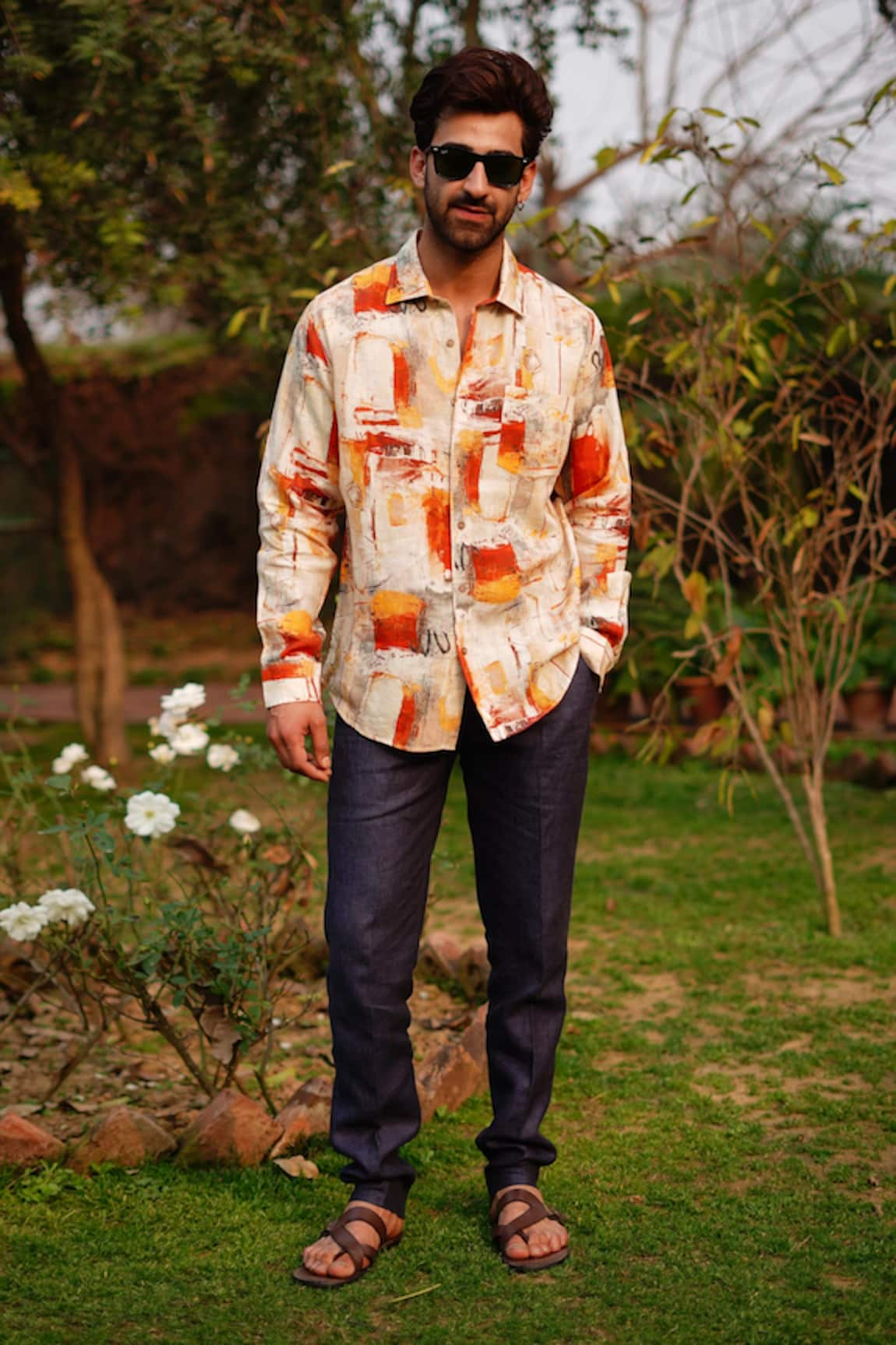 Linen Bloom Collage Print Shirt