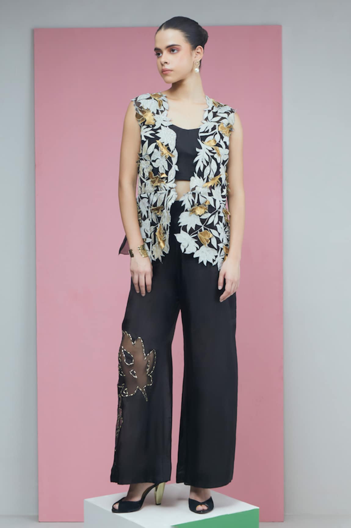 Studio Radical Musk Bloom Applique Jacket Flared Pant Set