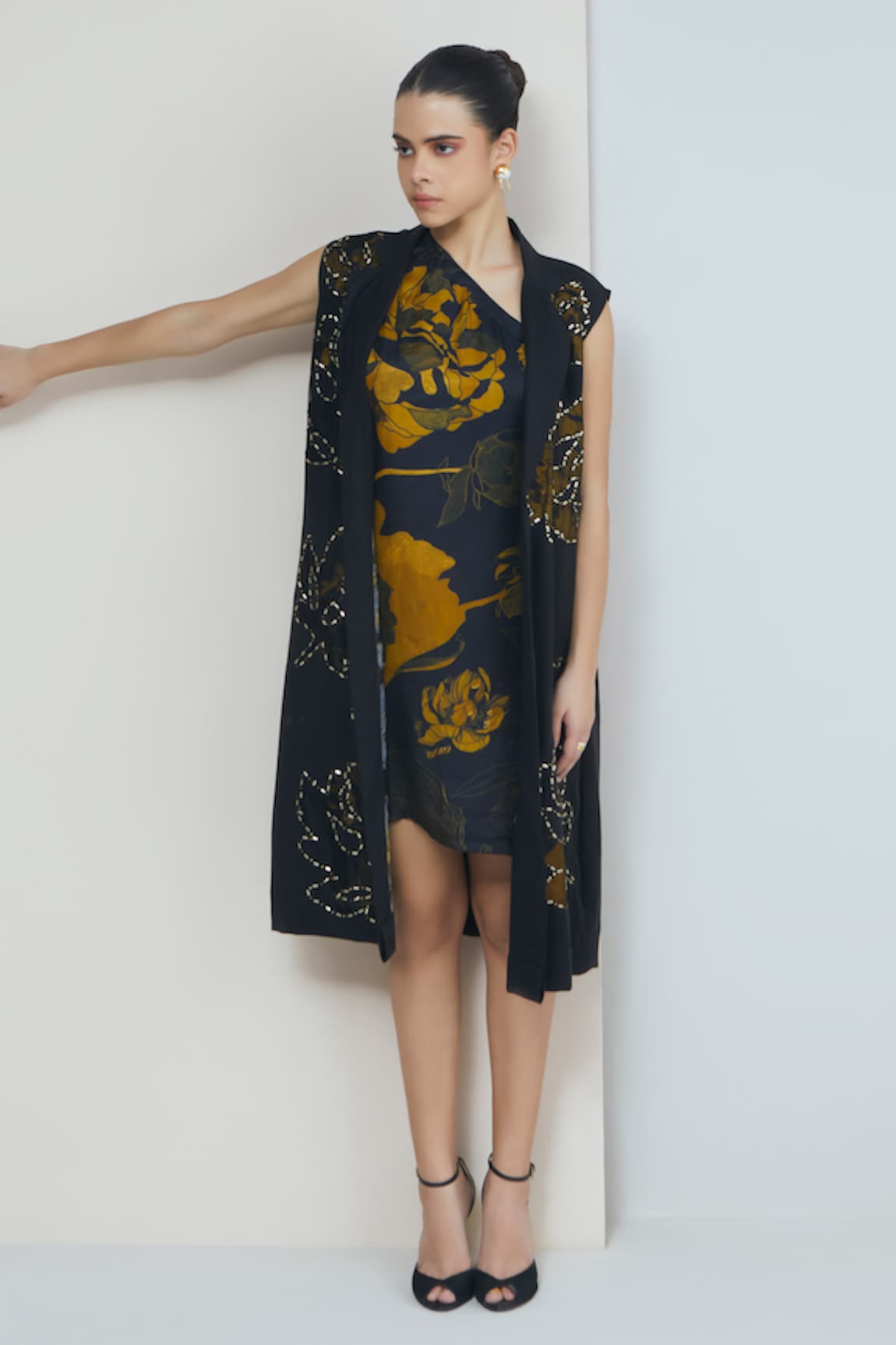 Studio Radical Blossom Garden Print Dress With Sheer Applique Jacket