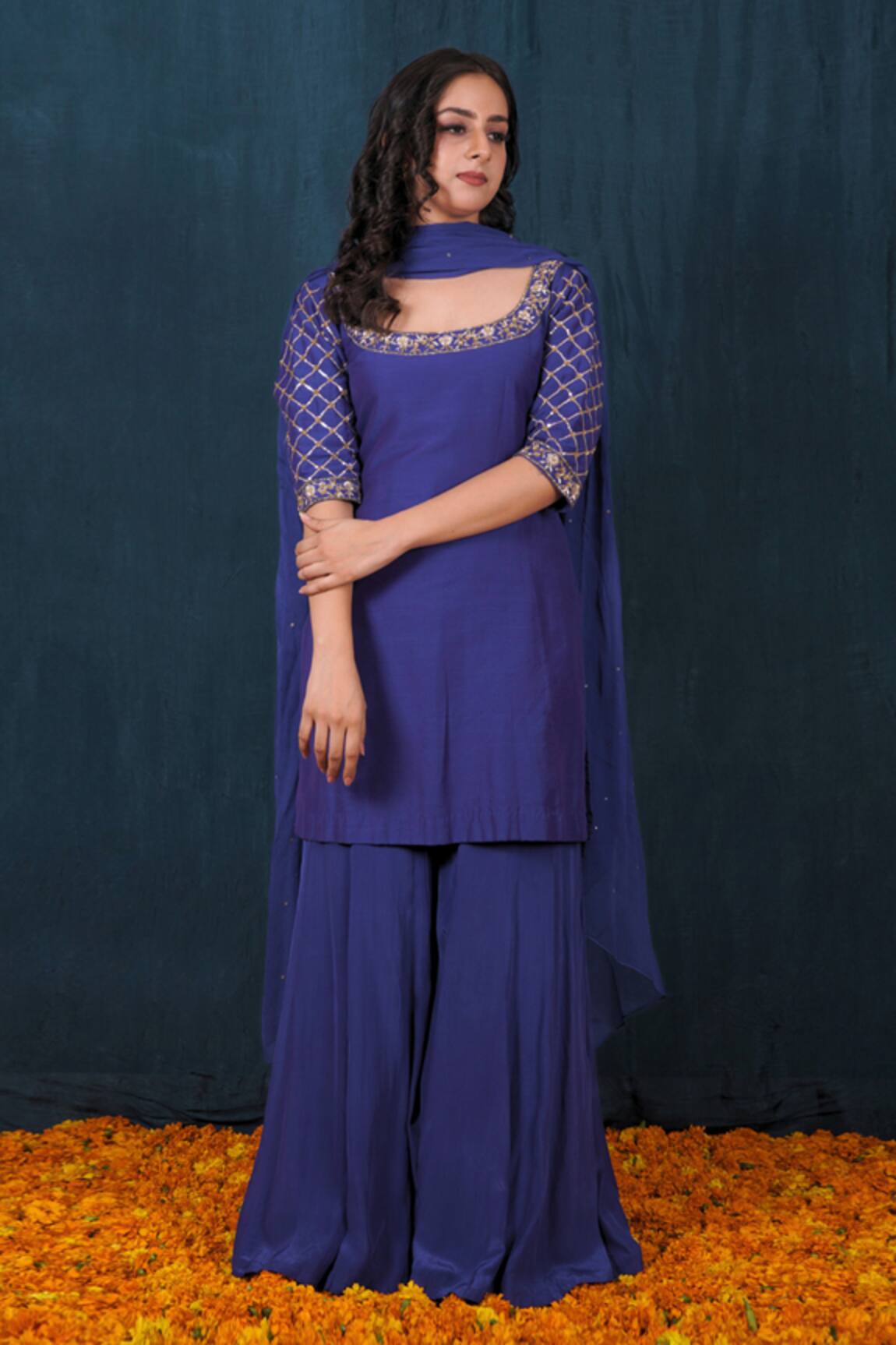 Saubhagya Sequin Sleeve Embroidered Kurta Set 