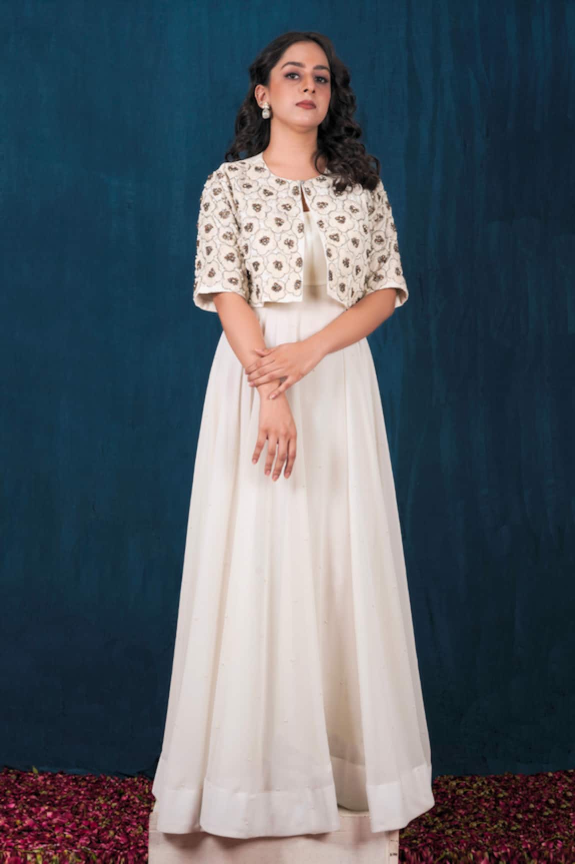 Saubhagya Solid Anarkali With Embroidered Jacket