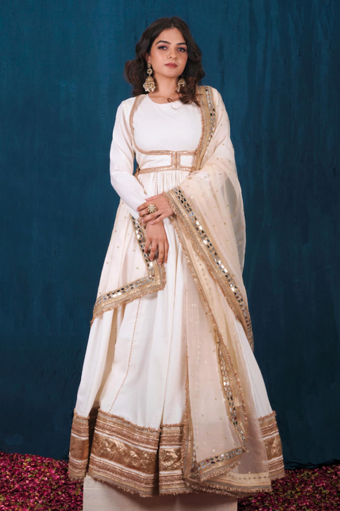 SAUBHAGYA Gota Embroidered Anarkali With Dupatta