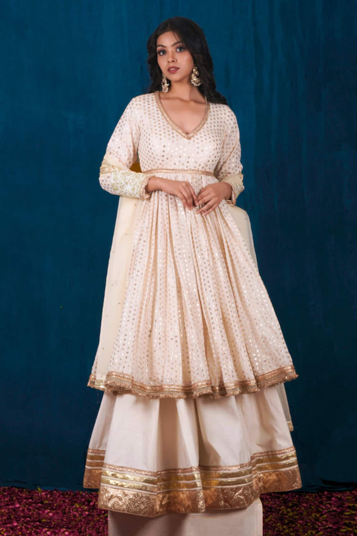 SAUBHAGYA Floral Woven Anarkali Skirt Set