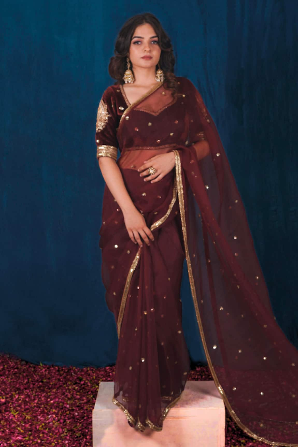 SAUBHAGYA Butti Embroidered Saree With Blouse