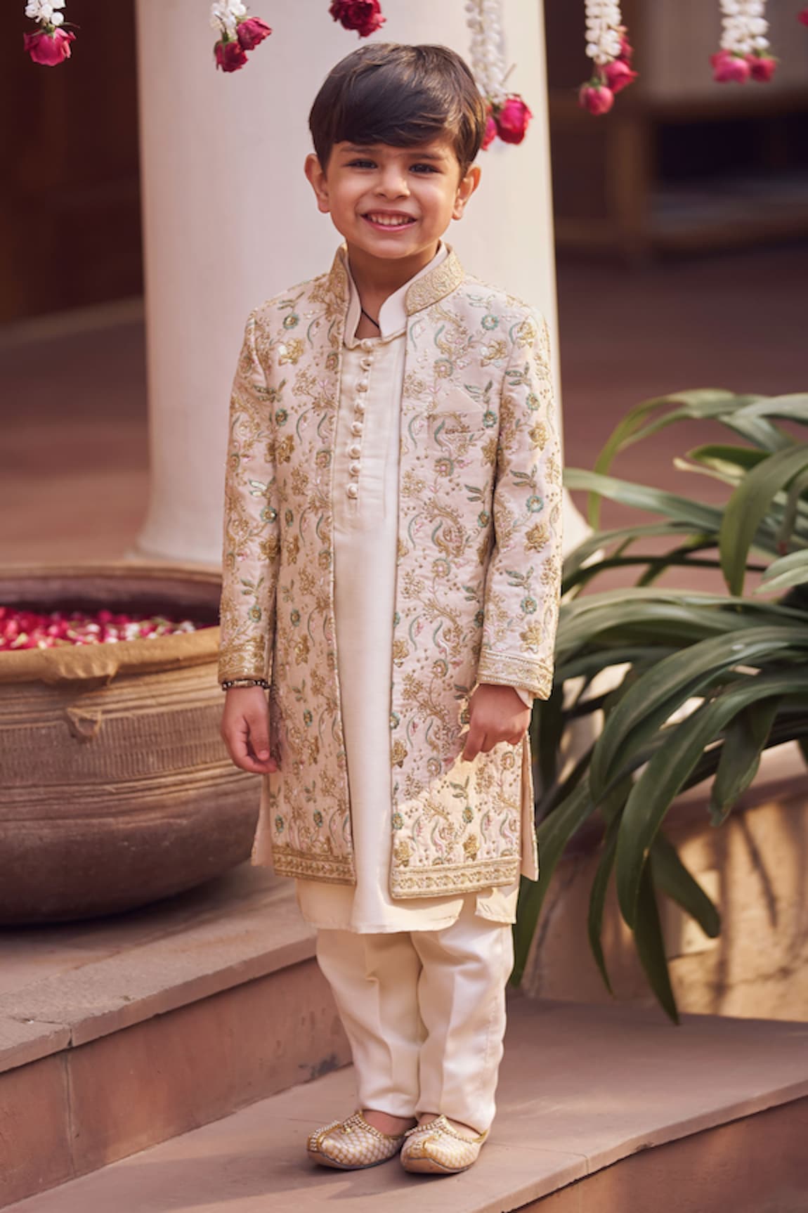 LASHKARAA Silk Embroidered Sherwani & Kurta Set