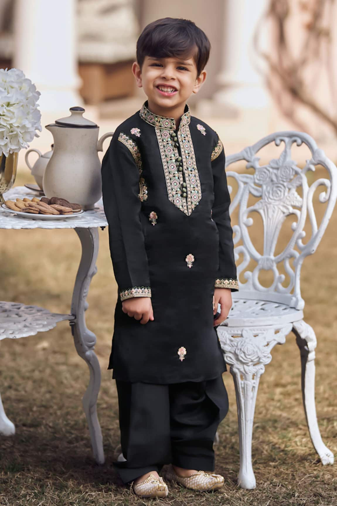 LASHKARAA Silk Embroidered Kurta Set