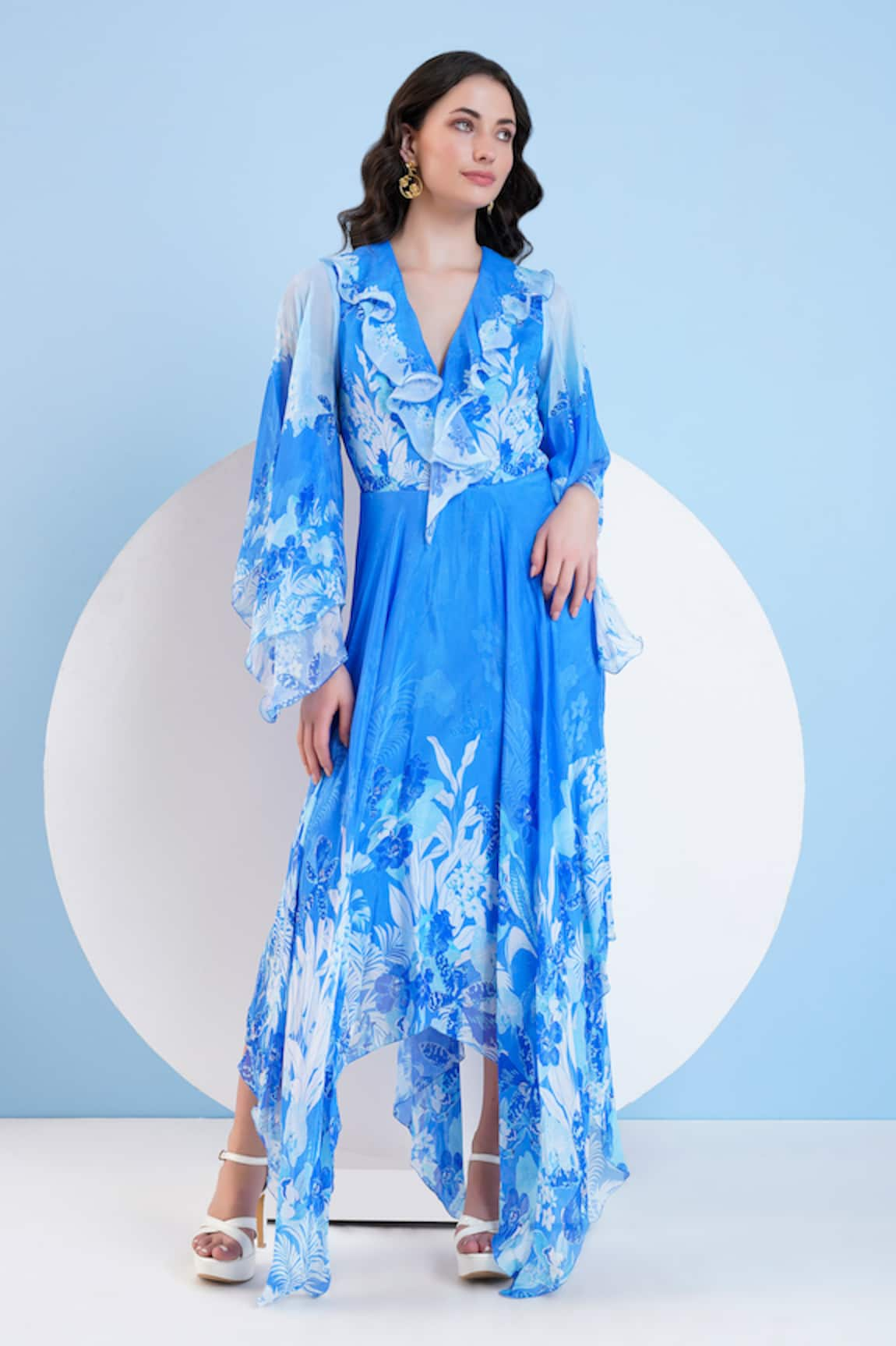 Mandira Wirk Sapphire Print Asymmetric Dress