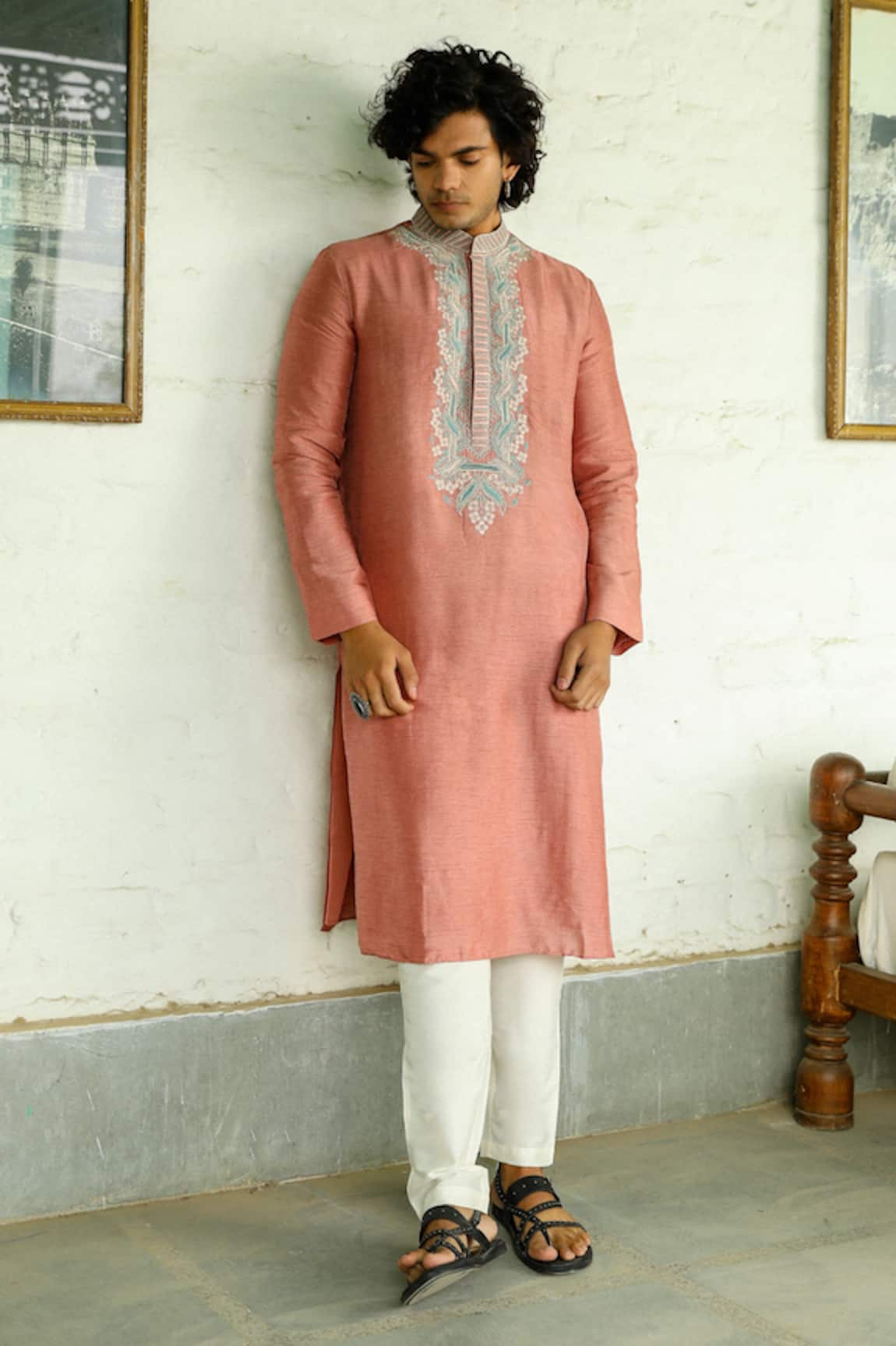 RoohbyRidhimaa Arham Embroidered Placket Kurta With Pant