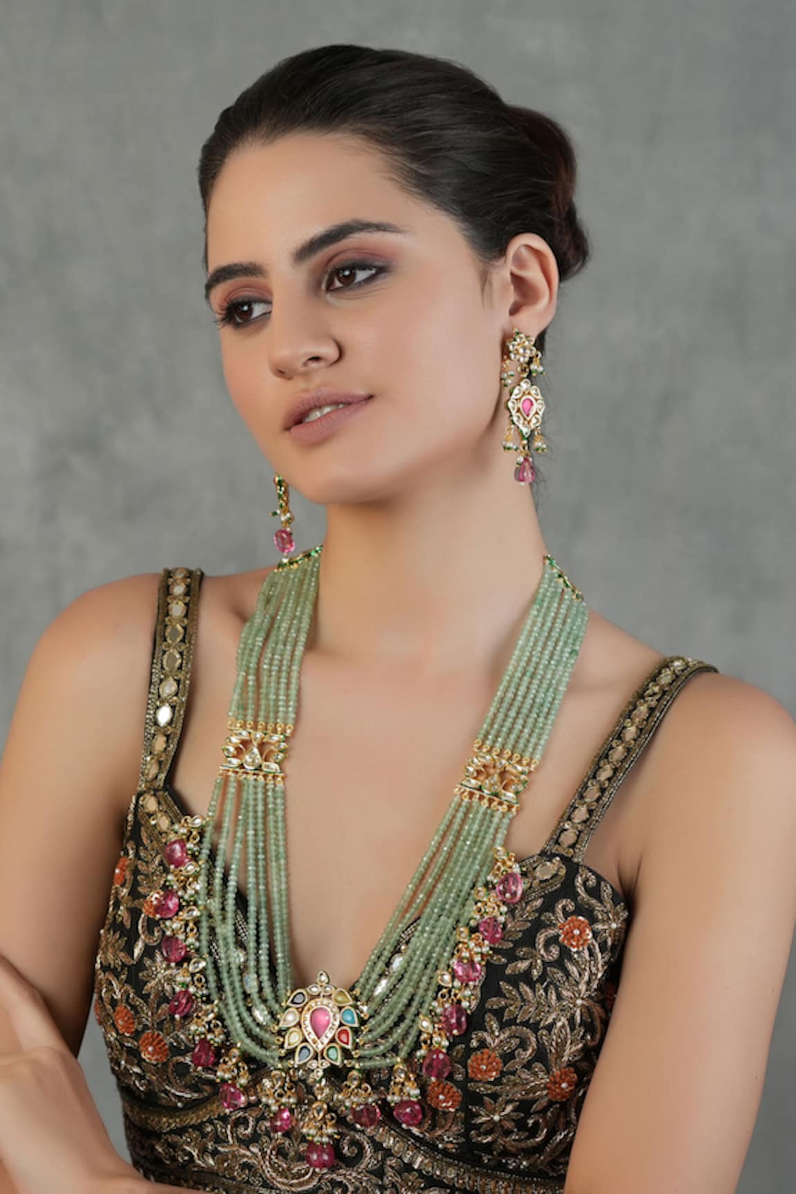 Chhavi's Jewels Kundan & Polki Embellished Layered Jewellery Set