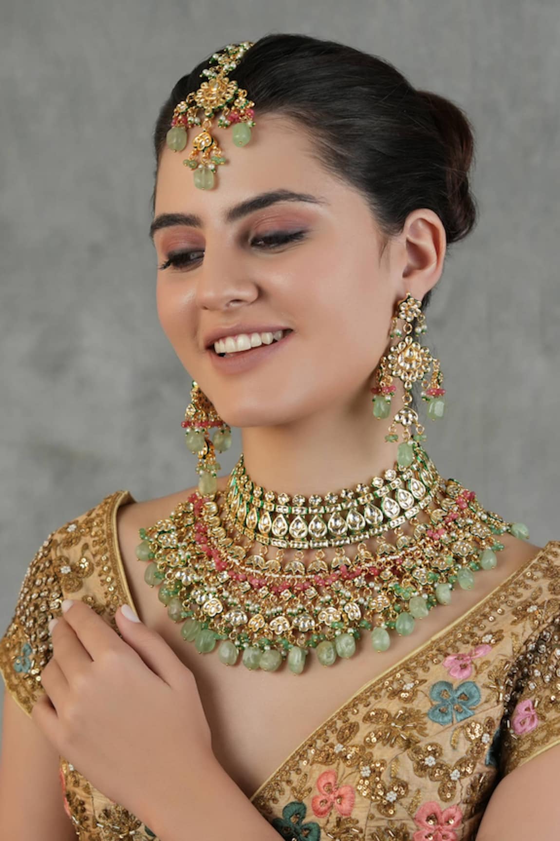 Chhavi's Jewels Phool Bahar Kundan & Polki Studded Maharani Jewellery Set