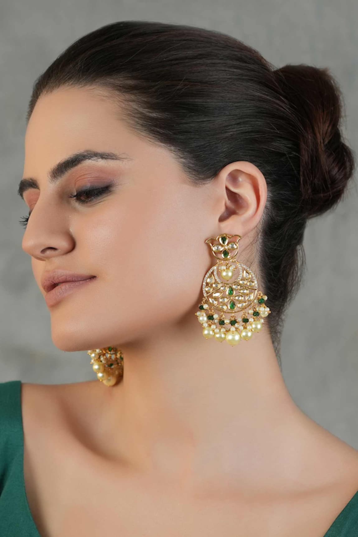 Chhavi's Jewels Persian Bloom Kundan Polki Embellished Chandbalis