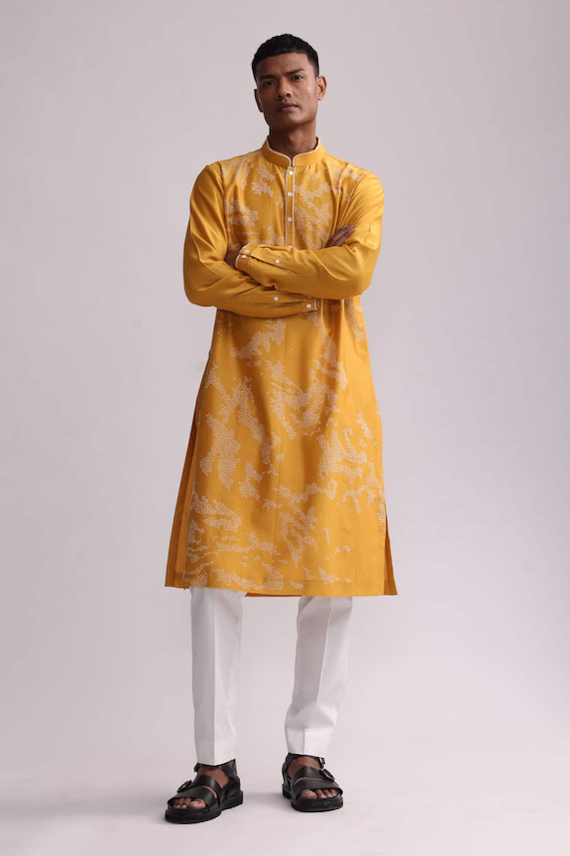 Countrymade Shadow Camo Placement Hand Embroidered Kurta & Pant Set