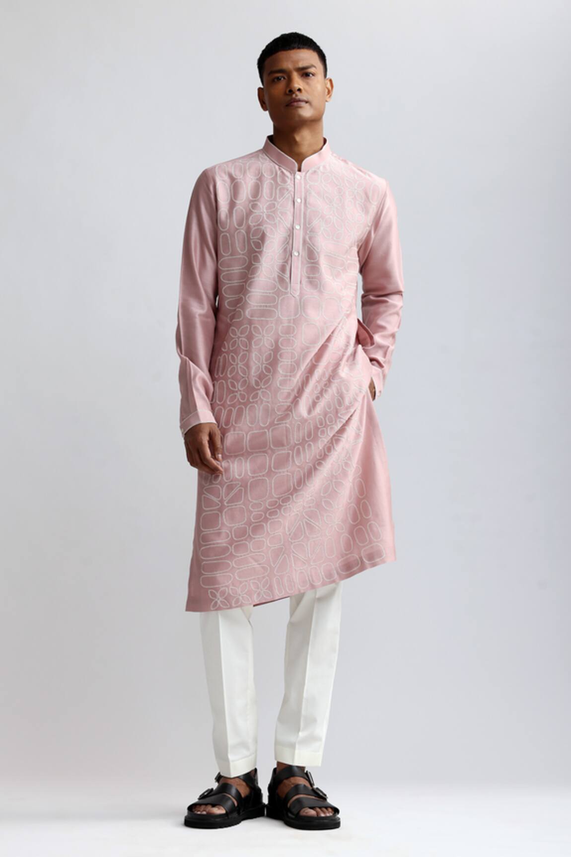 Countrymade Shadow Block Embroidered Kurta & Pant Set 