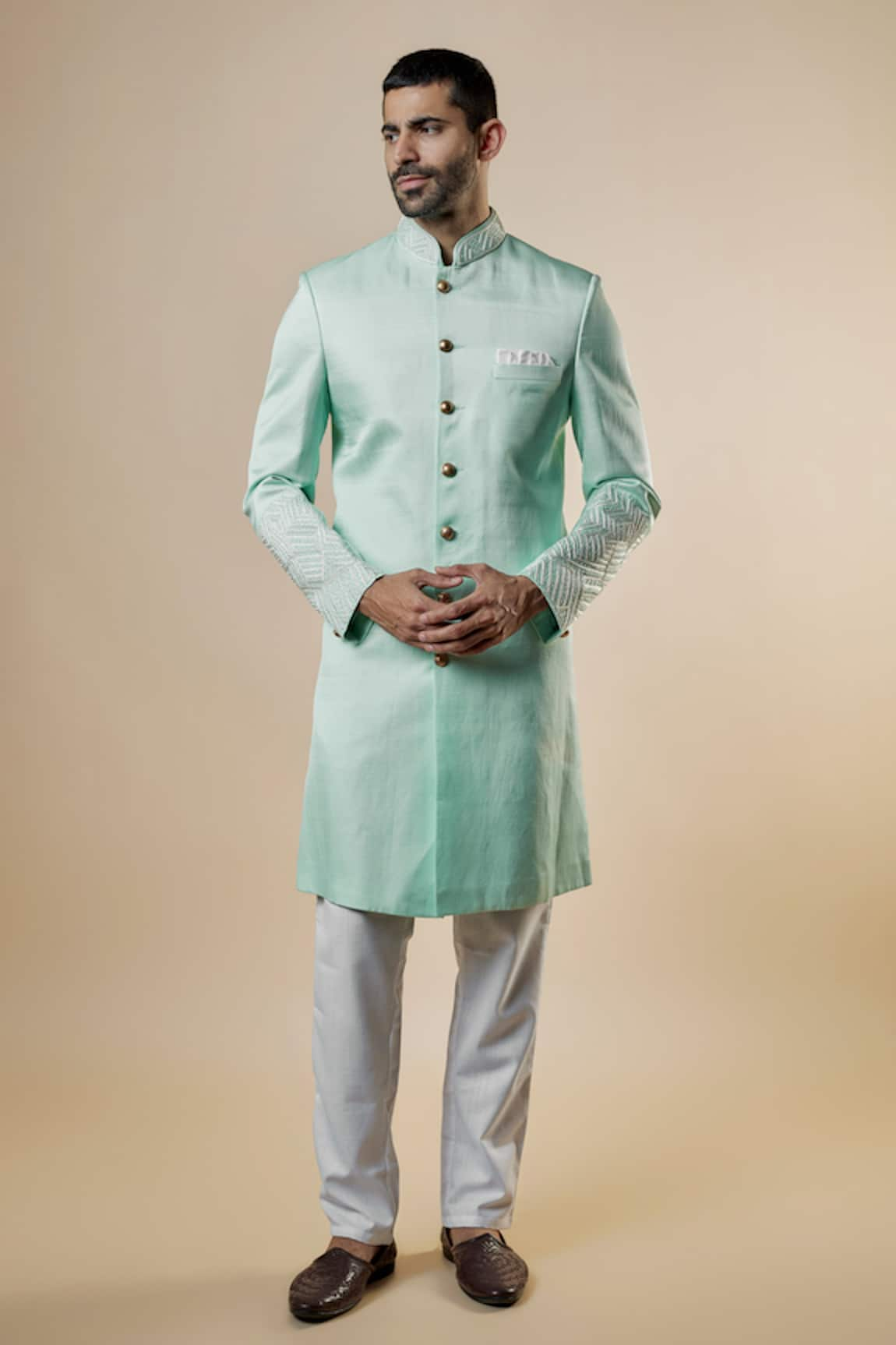 Spring Break Cuff Embroidered Sherwani & Pant Set