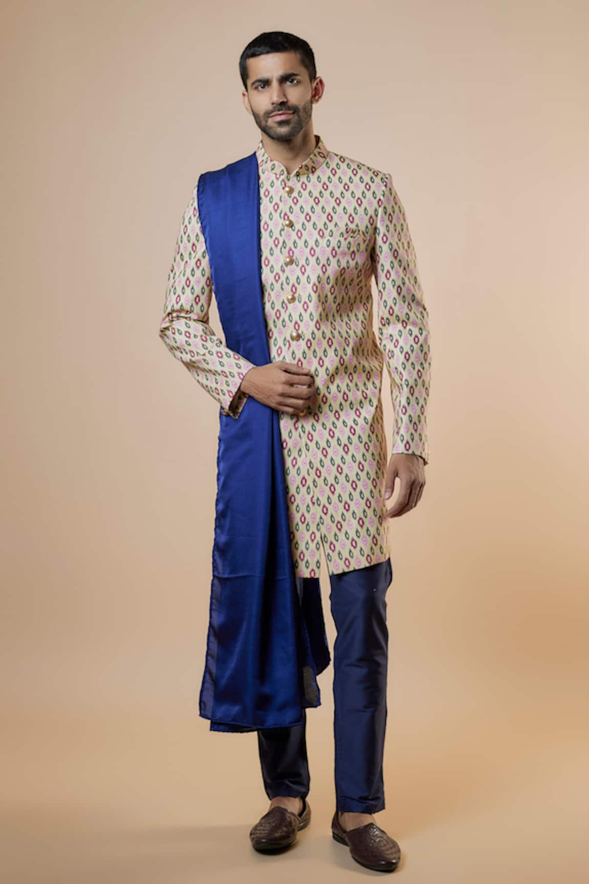 Spring Break Ikat Print Sherwani Set