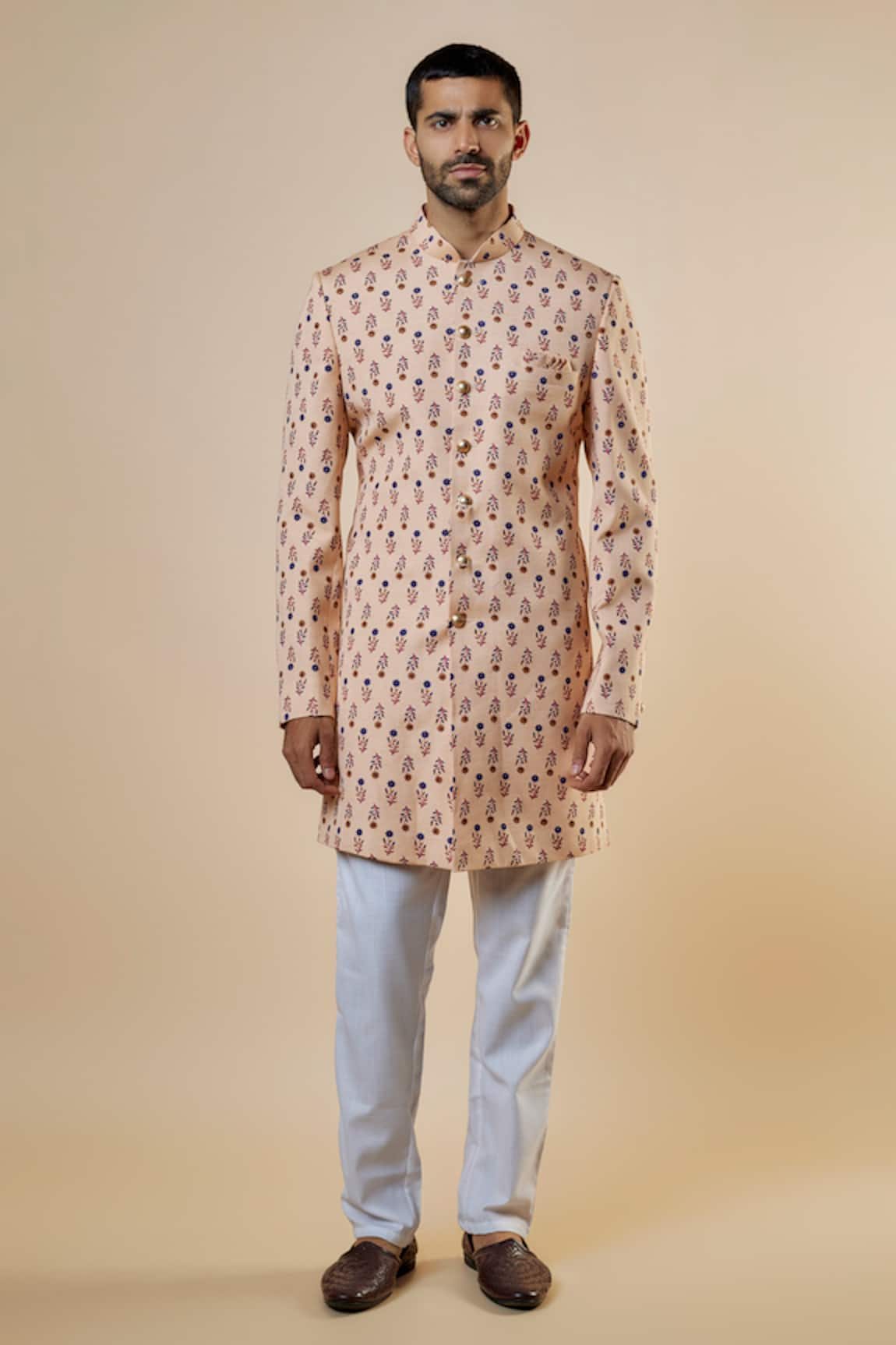 Spring Break Floral Pattern Sherwani & Pant Set