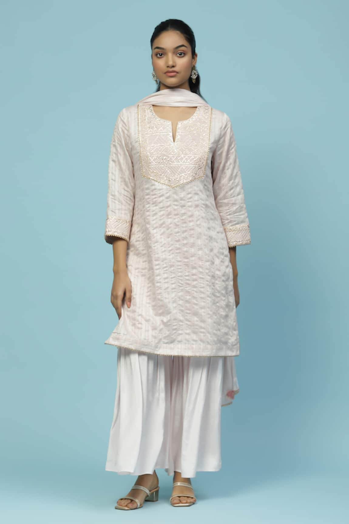 Aarke Ritu Kumar Rubaiyat Embroidered Pastel Kurta Sharara Set