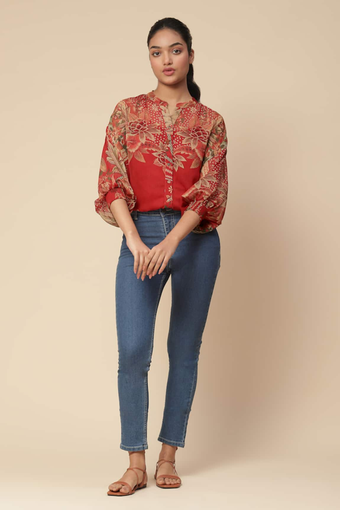 Aarke Ritu Kumar Vaasvi Flower Print Shirt With Camisole