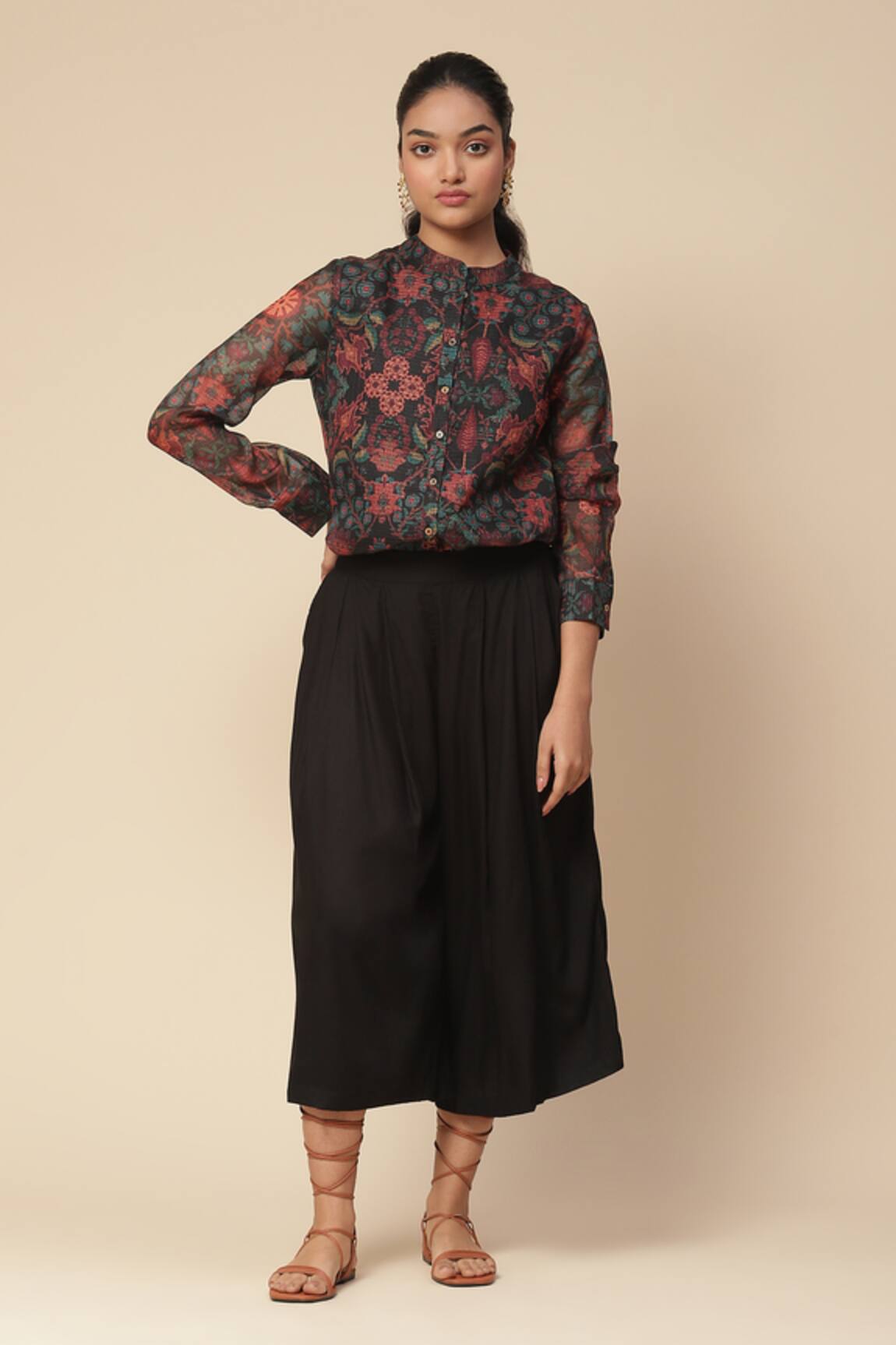 Aarke Ritu Kumar Turbat Floral Print Shirt With Camisole