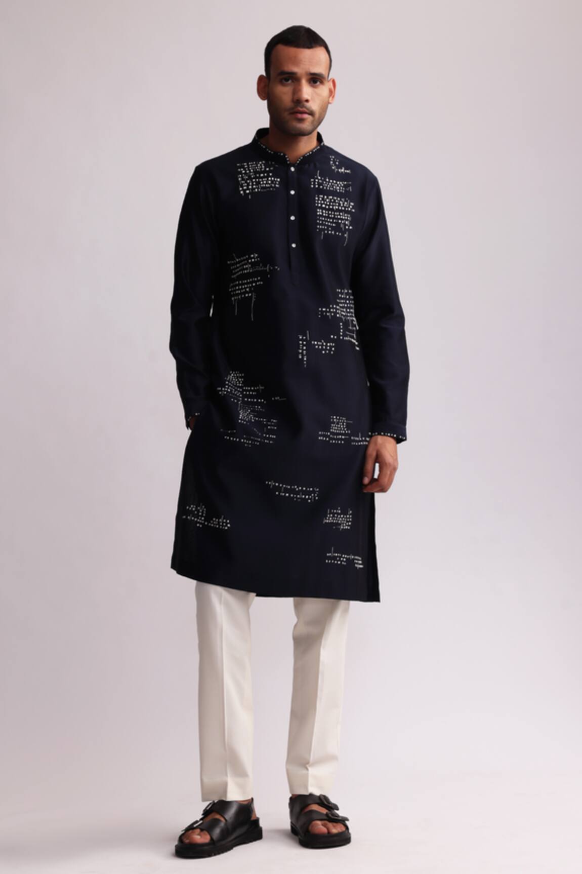 Countrymade Asemic Chanderi Threadwork Kurta With Pant 