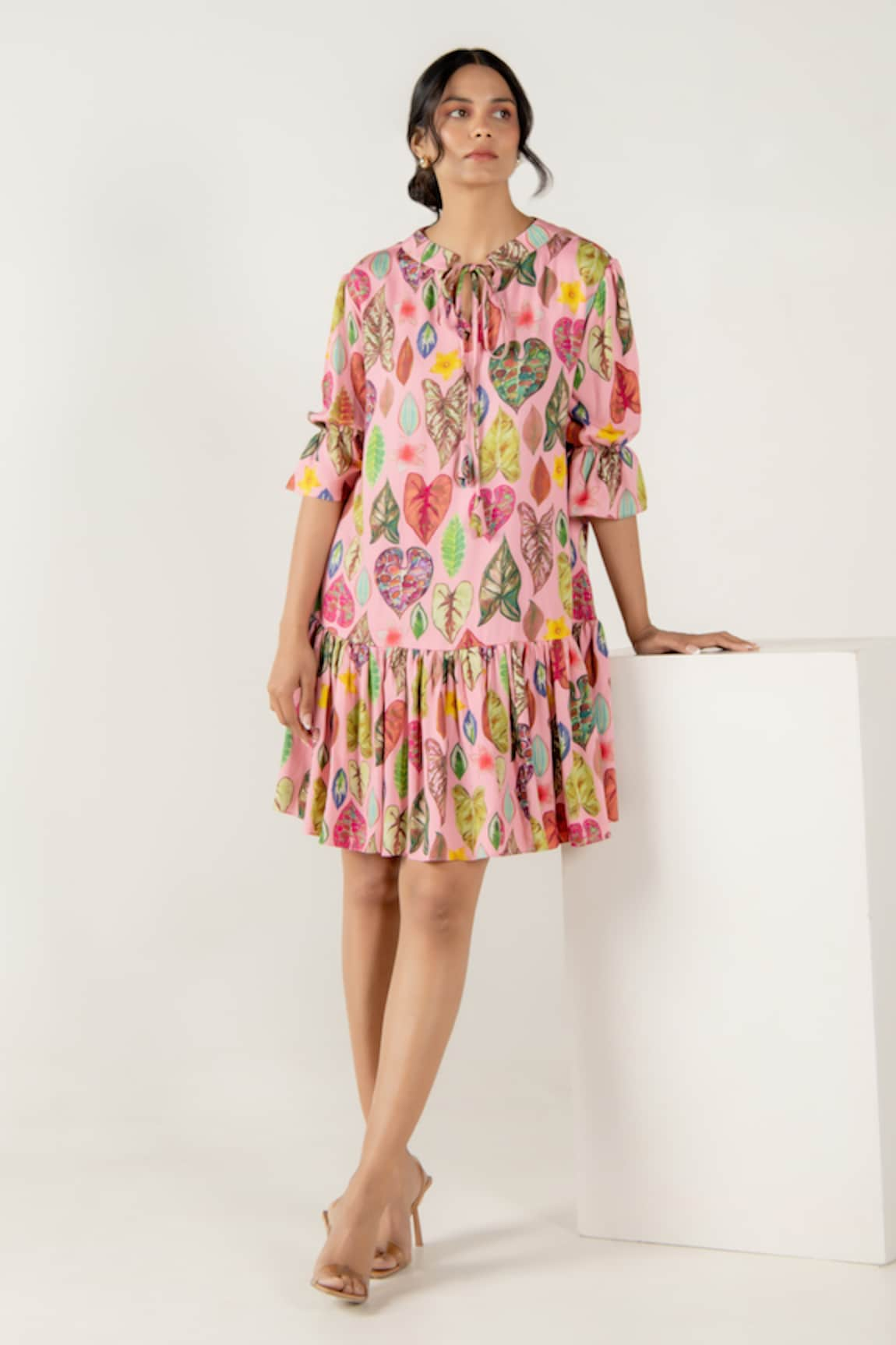 AROOP SHOP INDIA Marie Leaf Print Dress